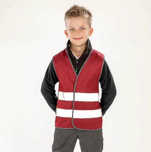Kids Warnweste Unisex reflektierend — Burgundy